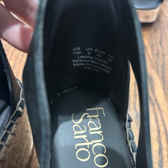 New Franco Sarto Women's Callia Espadrille Wedge Sandal Size 11 Black Leather - Picture 3 of 7